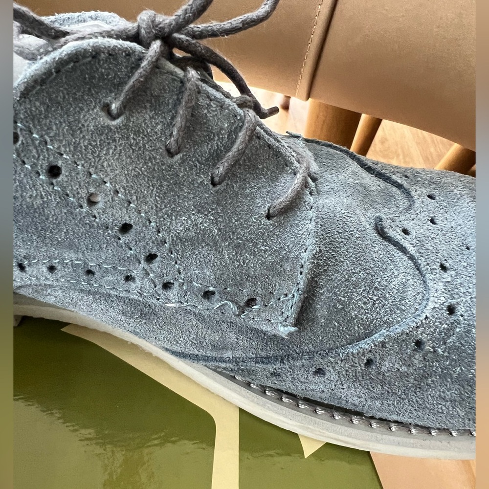 Kids Boys Suede Dress Shoes with laces & Rubber Sole - Blue/grey - Size 38 - Picture 12 of 13